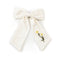 Halo Luxe Felicity Summer Soiree Linen Floral Embroidered Bow Hair Clip - White / Yellow