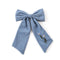 Halo Luxe Felicity Summer Soiree Linen Floral Embroidered Bow Hair Clip - Light Blue / White