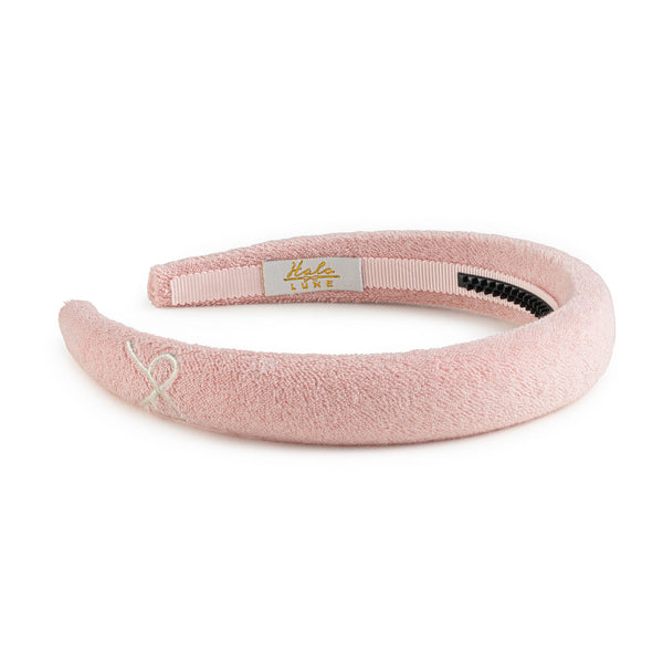 Halo Luxe Signature Terry Logo Headband - Pastel Pink