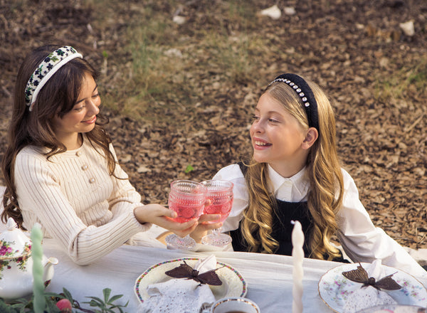 Halo Luxe Celesse Embroidered Beaded Headband - White