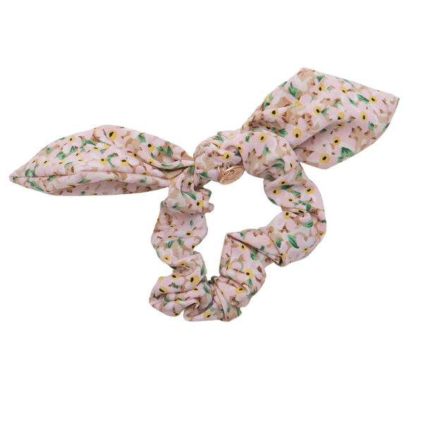 Lilly Floral Print Bow Scrunchie Blush - Halo Luxe