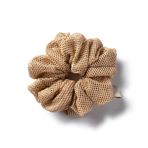 Tan color scrunchie with mesh appearance - Halo Luxe