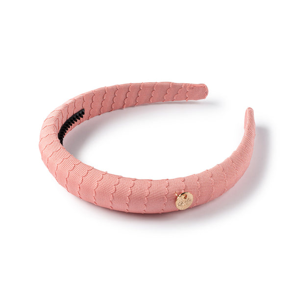 Ava scalloped headband solid coral - Halo Luxe