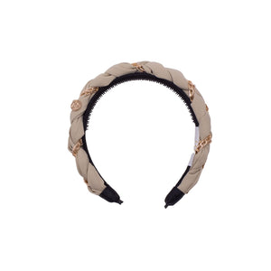 Evelyn Twisted Link Headband Tan - Halo Luxe