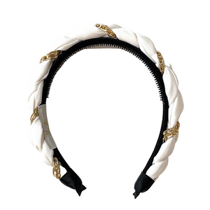 Evelyn Twisted Link Headband White - Halo Luxe
