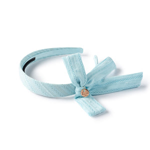 Forever eyelet side bow headband powder blue 