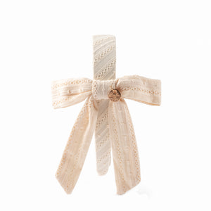 Forever eyelet side bow headband cream - Halo Luxe