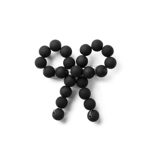 Lea pearl beaded bow clip Matte Black