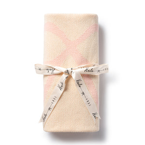 Bow logo knit baby blanket pink - Halo Luxe