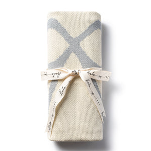 Bow logo knit baby blanket Powder Blue - Halo Luxe