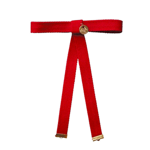 Maddy Twill Bow Clip Red - Halo Luxe