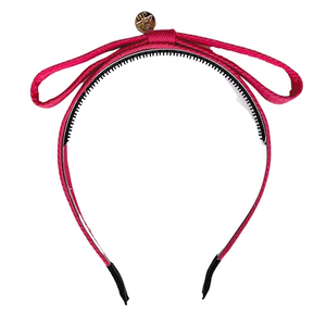 Maddy Twill Bow Headband Flamingo Pink - Halo Luxe