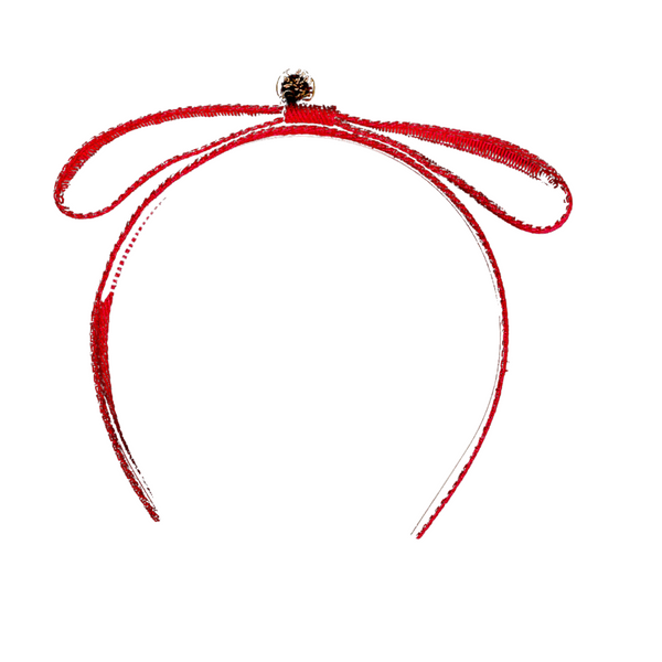 Maddy Twill Bow Headband Red - Halo Luxe