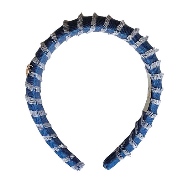 Noa Fringe Headband Light Blue Denim - Halo Luxe