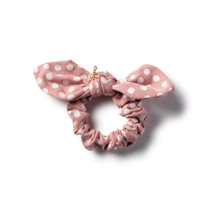 Polka dot bow scrunchie rose - Halo Luxe