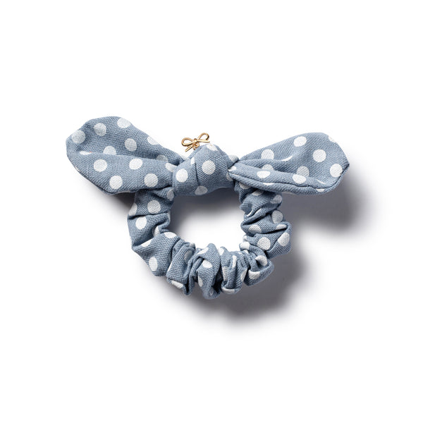Polka dot bow scrunchie chambray - Halo Luxe