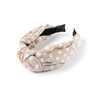 Polka dot knot headband linen - Halo Luxe