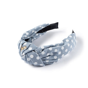 Polka dot knot headband chambray - Halo Luxe
