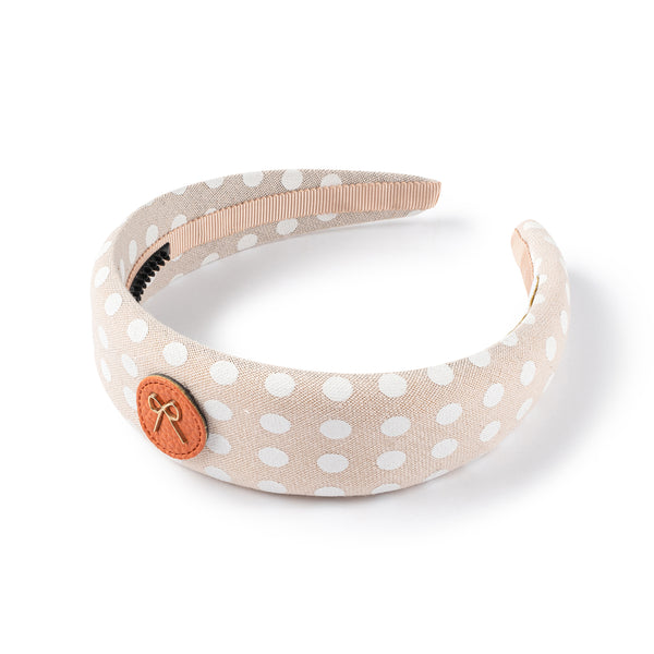 Polka dot padded headband linen - Halo Luxe