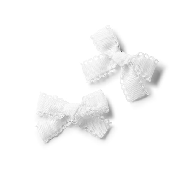 Halo Luxe Sweets Lace Double Bow Clip Set - White