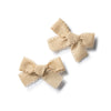 Halo Luxe Sweets Lace Double Bow Clip Set - Oatmeal