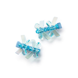 Sophia resin bow clip set powder blue - Halo Luxe