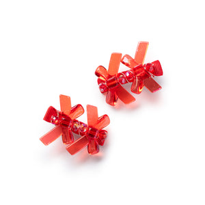 Sophia resin bow clip set red - Halo Luxe