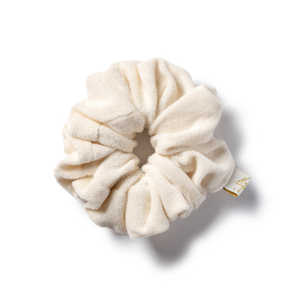 Terry scrunchie ivory - Halo Luxe