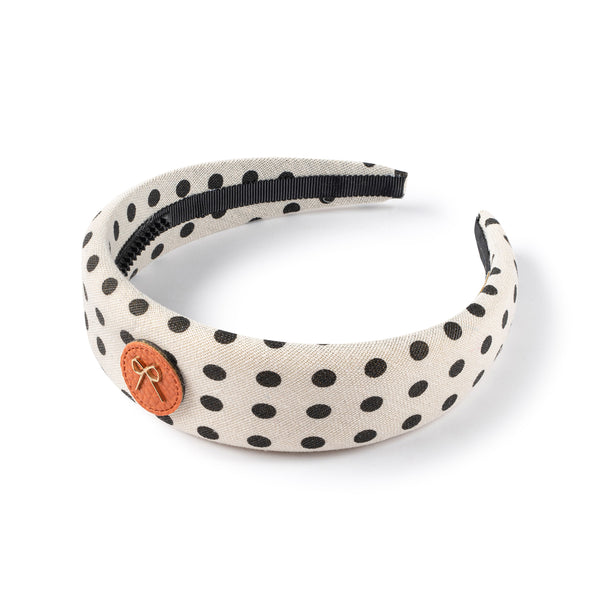 Polka dot padded headband cream/black - Halo Luxe