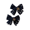 Halo Luxe Isla Lace Knit Bow Double Clip - Navy